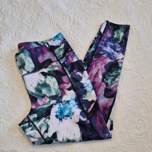 Tek Gear Workout Wear women's 1X multi colored full length leggings, EUC